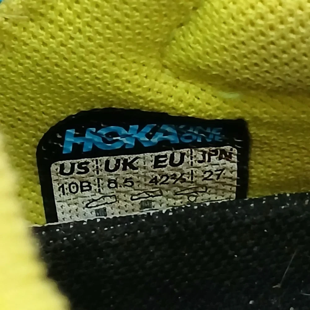 Hoka Clifton 9 Yellow Teal Running Shoes - Women’s Size 10B.